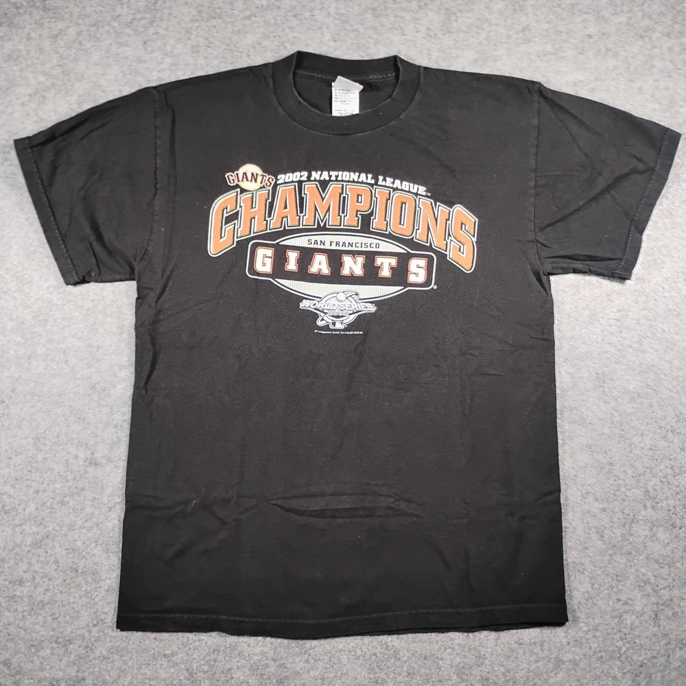 Vintage San Francisco Giants 2002 NL Champions World Series T-Shirt Black Medium